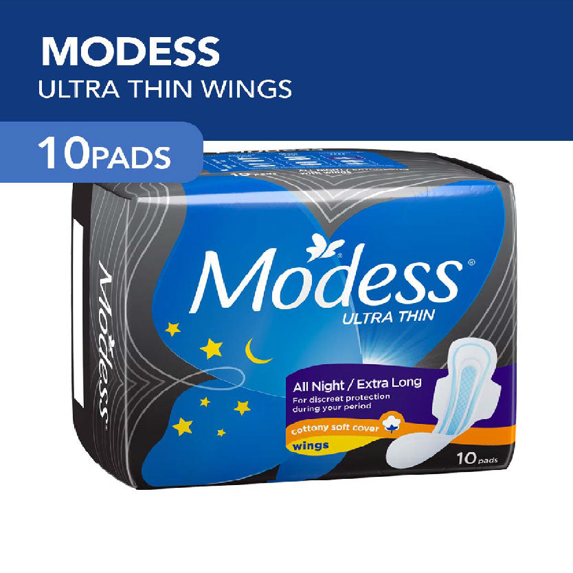Modess Napkin Ultra Thin All Night Cottony Soft with Wings 10s