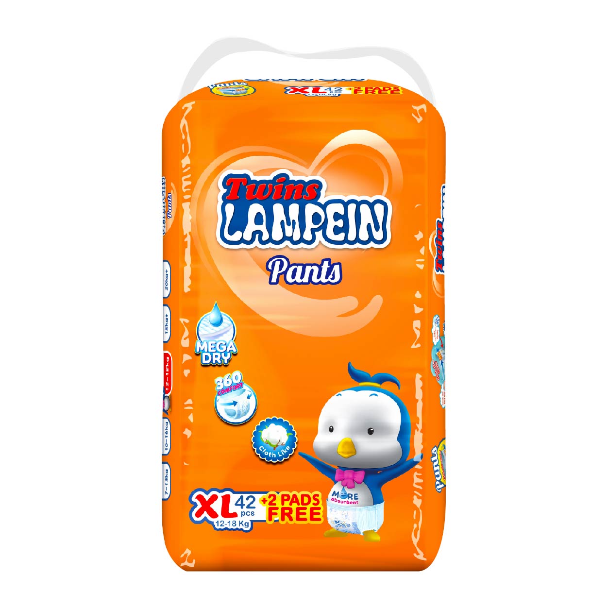 Lampein Twins Baby Pants Diaper XL 42s + Free