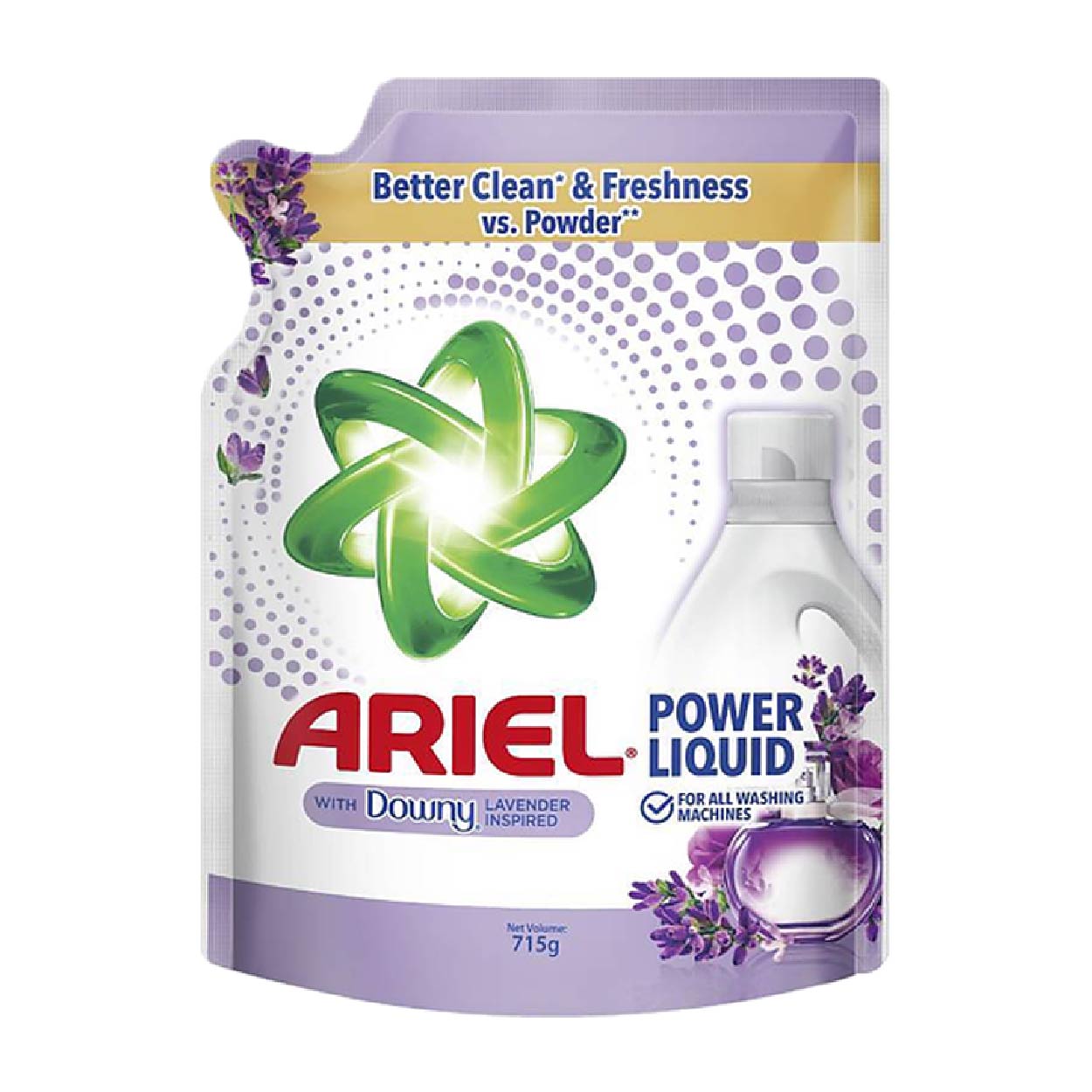 Ariel Power Liquid Detergent with Downy Lavender Refill 715g