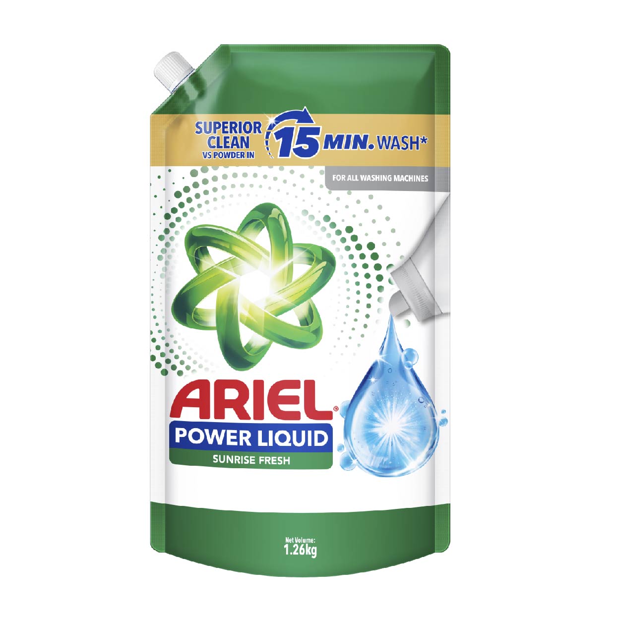 Ariel Power Liquid Detergent Sunrise Fresh Refill 1.26kg