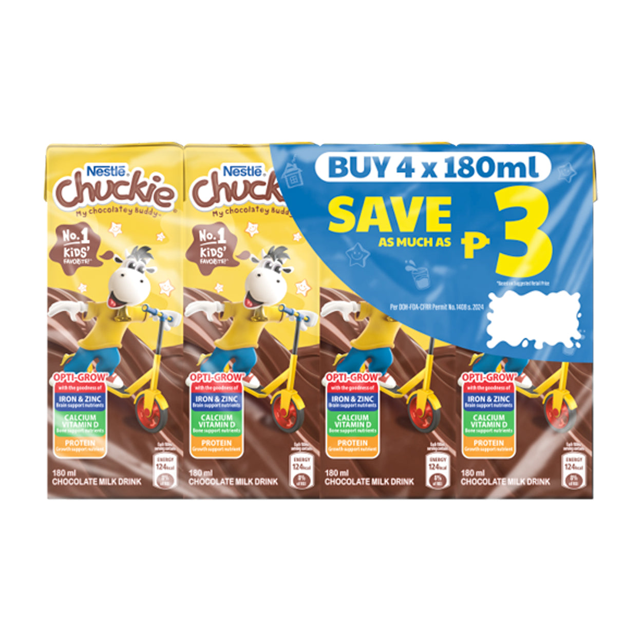 Nestle Chuckie Chocolate Milk Drink 4x180ml SAVE