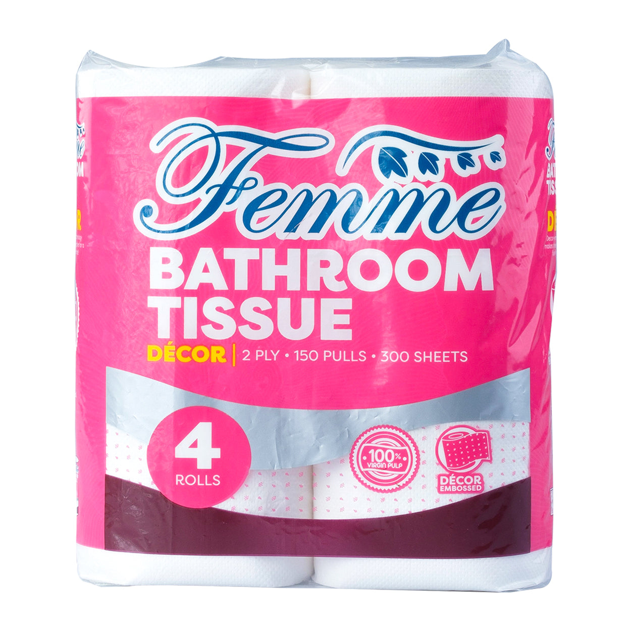 Femme Bathroom Tissue Decor 2 Ply 300 sheets 4 Rolls