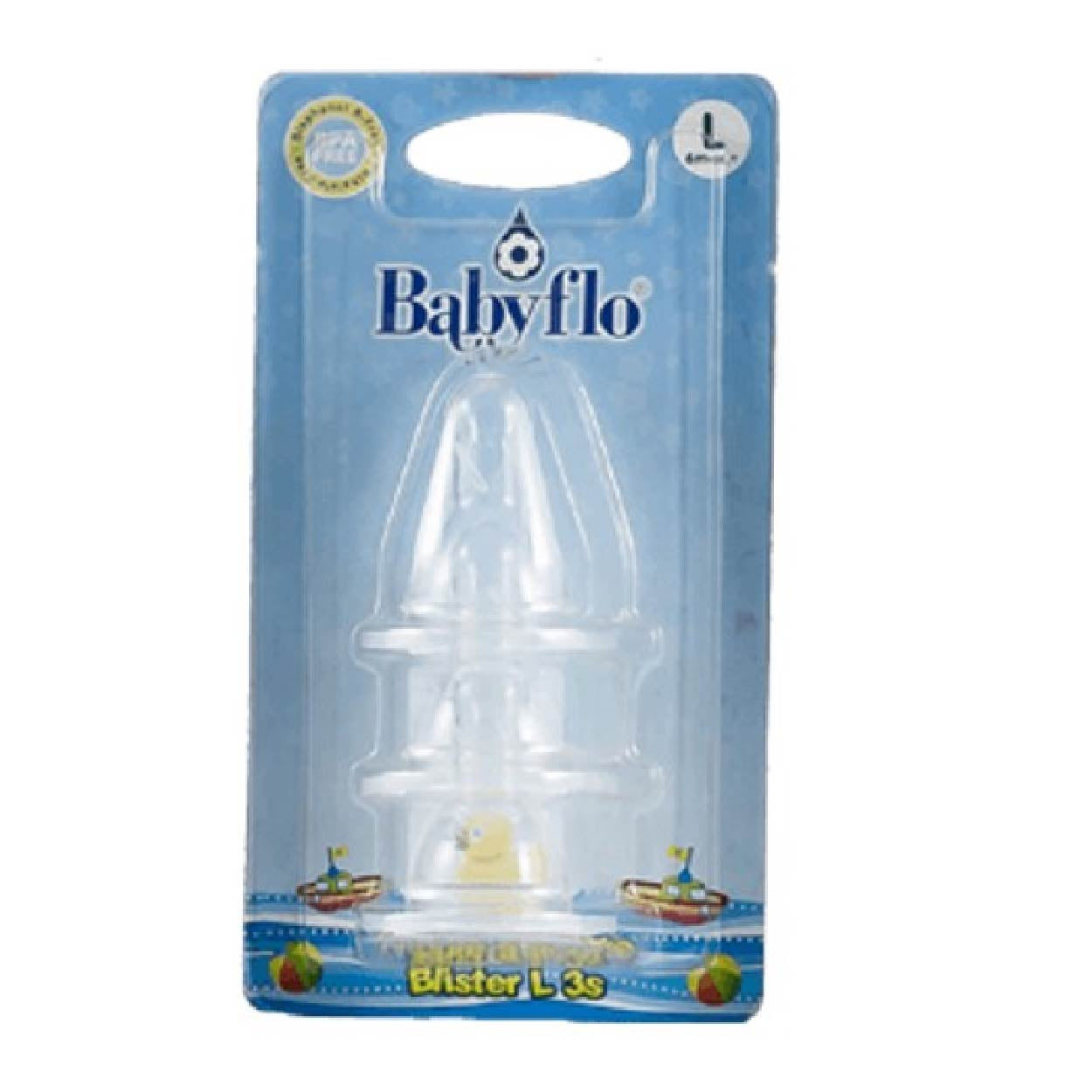 Babyflo Silicone Nipple Blister L 3s